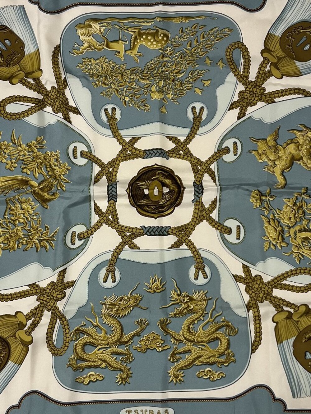Hermes "Tsubas" Carrre by Chistiane Vauzelles (1971) Silk Scarf